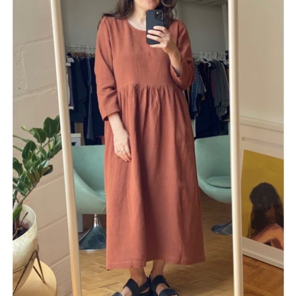 Amanda Moss 100% Linen Harvest Dress S Soft Black - Picture 10 of 11